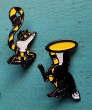 Load image into Gallery viewer, Black and yellow fox pin pair
