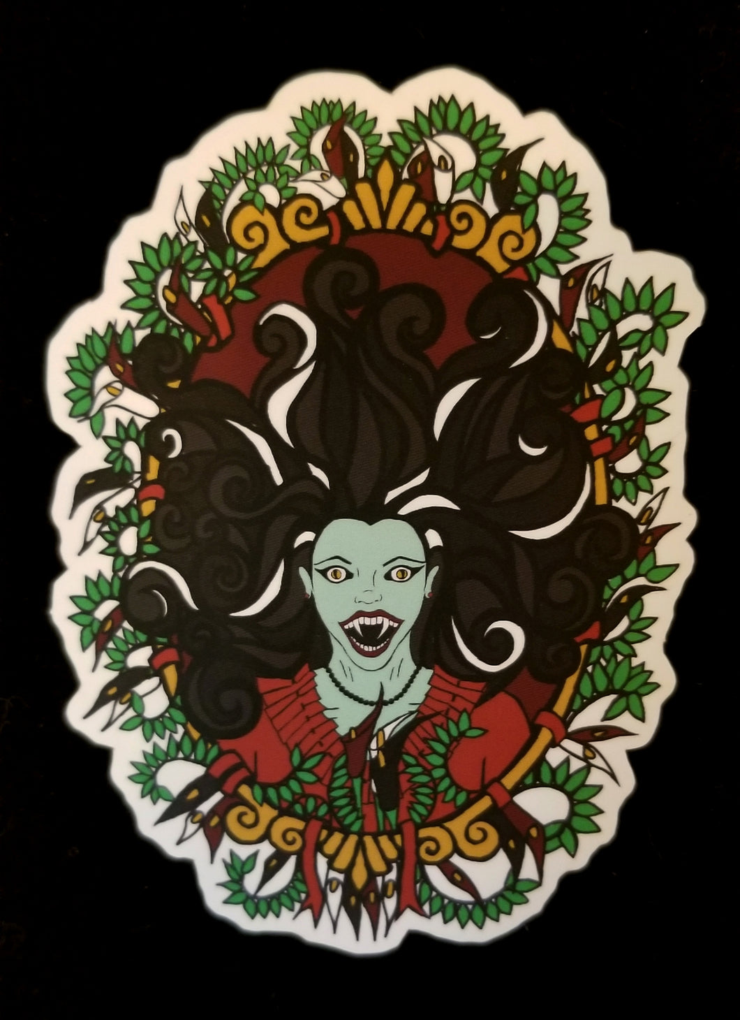 Vampire woman with flying hair