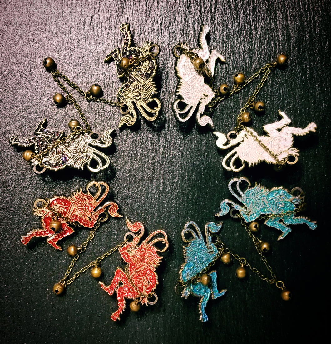 Full set of four Krampus pairs with bells and chains 